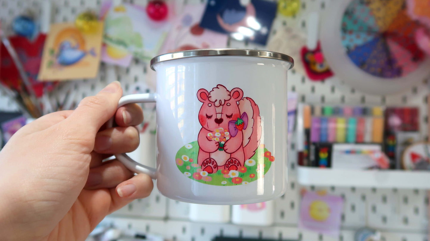 Strawberry Skunk Unbreakable Enamel Mug