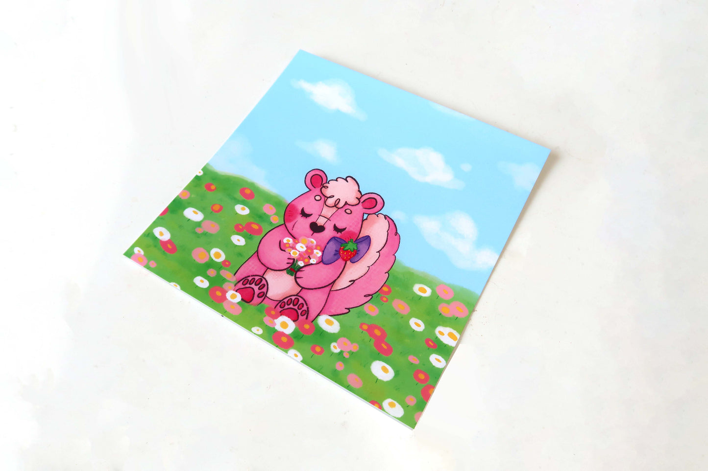 Strawberry Skunk Flower Field 148mm Mini Print