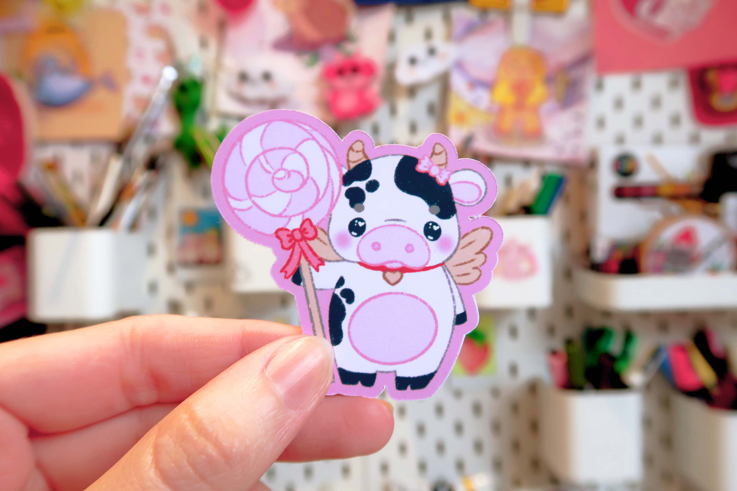 Sweet Pink Cow Sticker