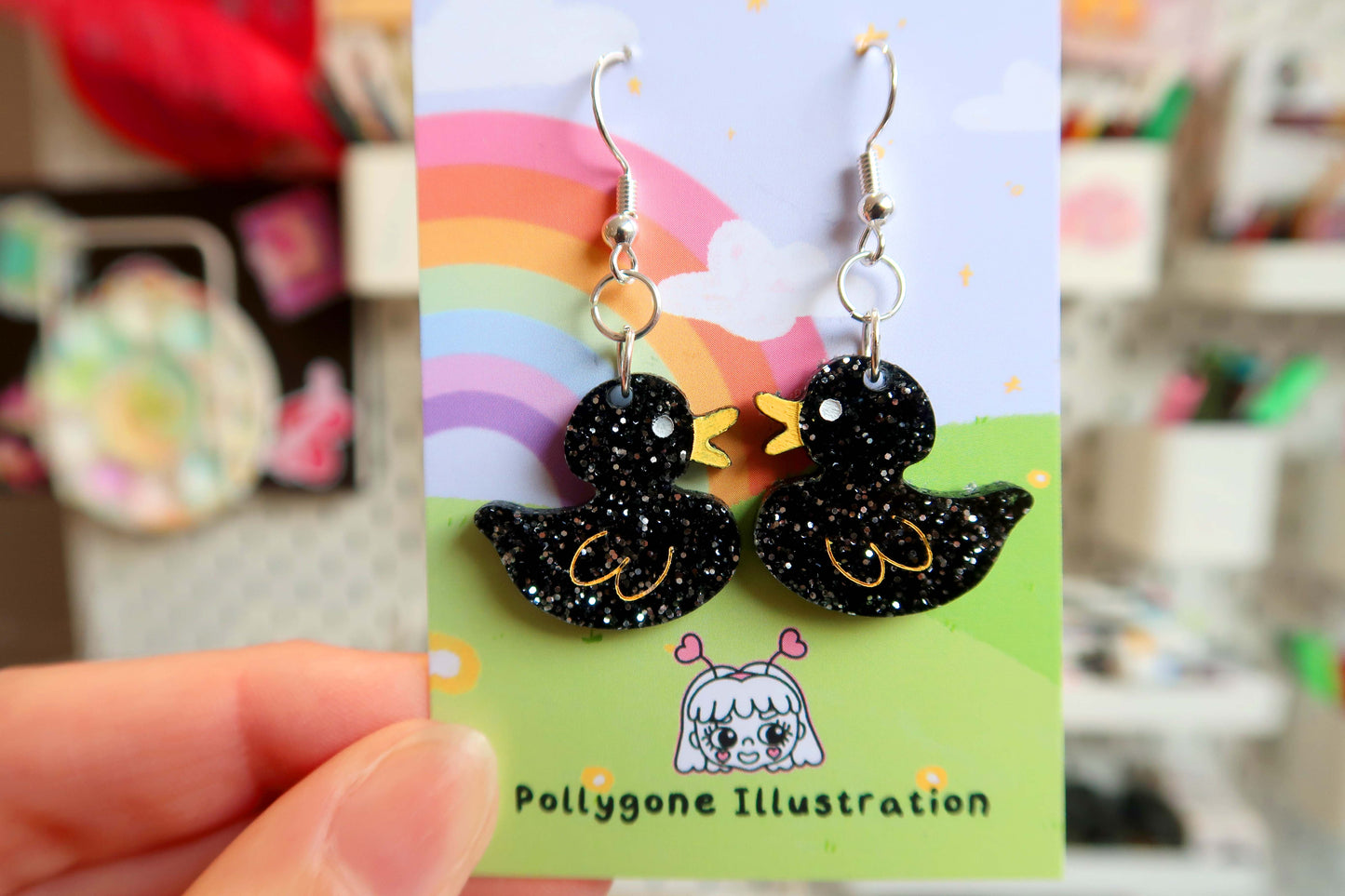 Rubber Duck Dangly Earrings