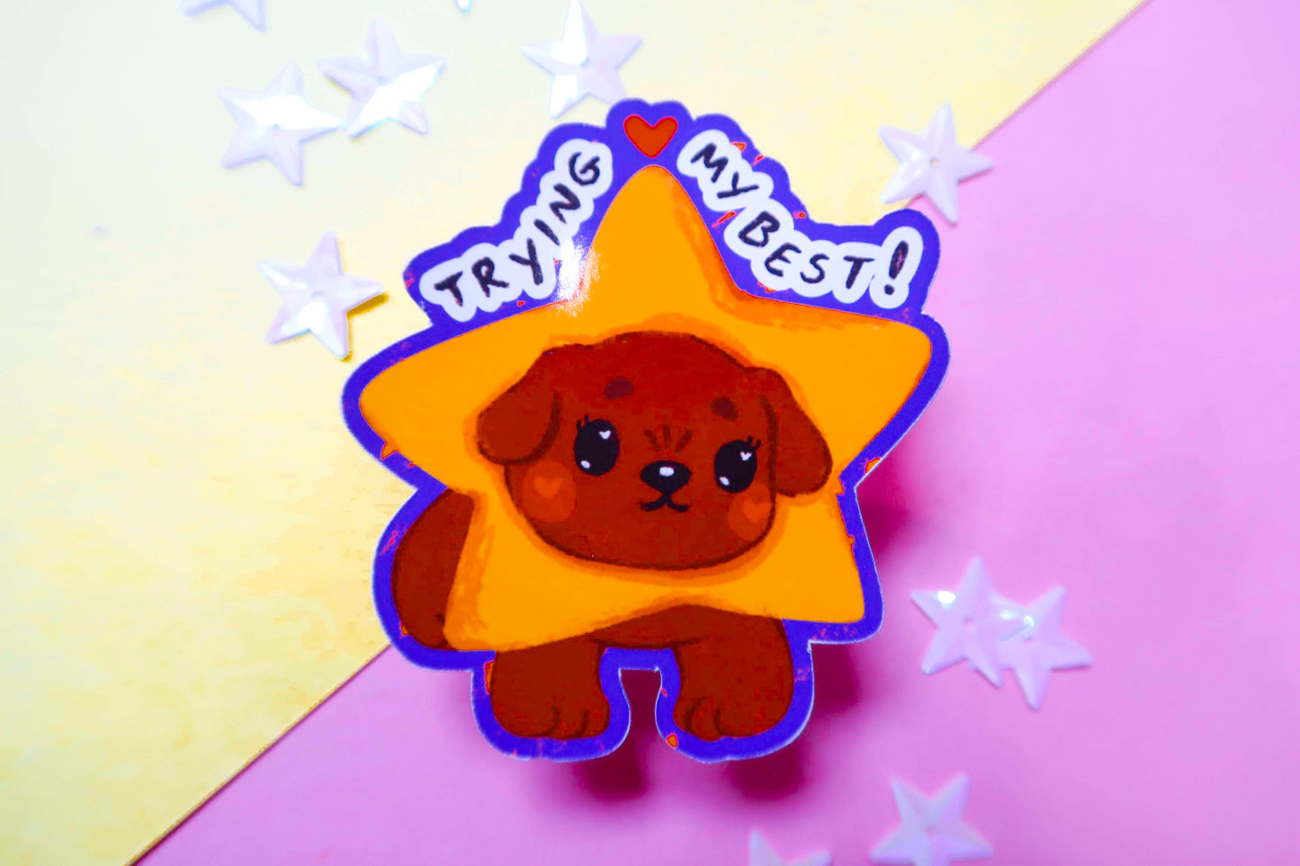 'Trying my Best!' Star Dog Sticker