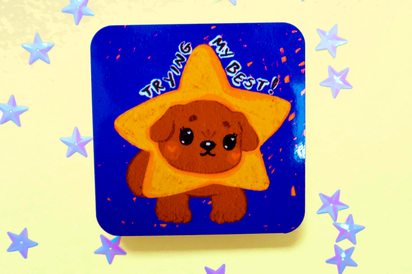 'Trying my Best!' Star Dog Hardback Coaster