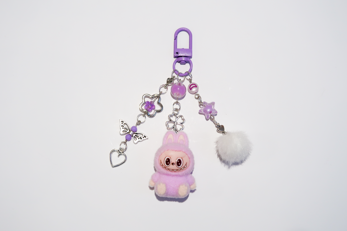 Labubu Violet Beaded Keyring