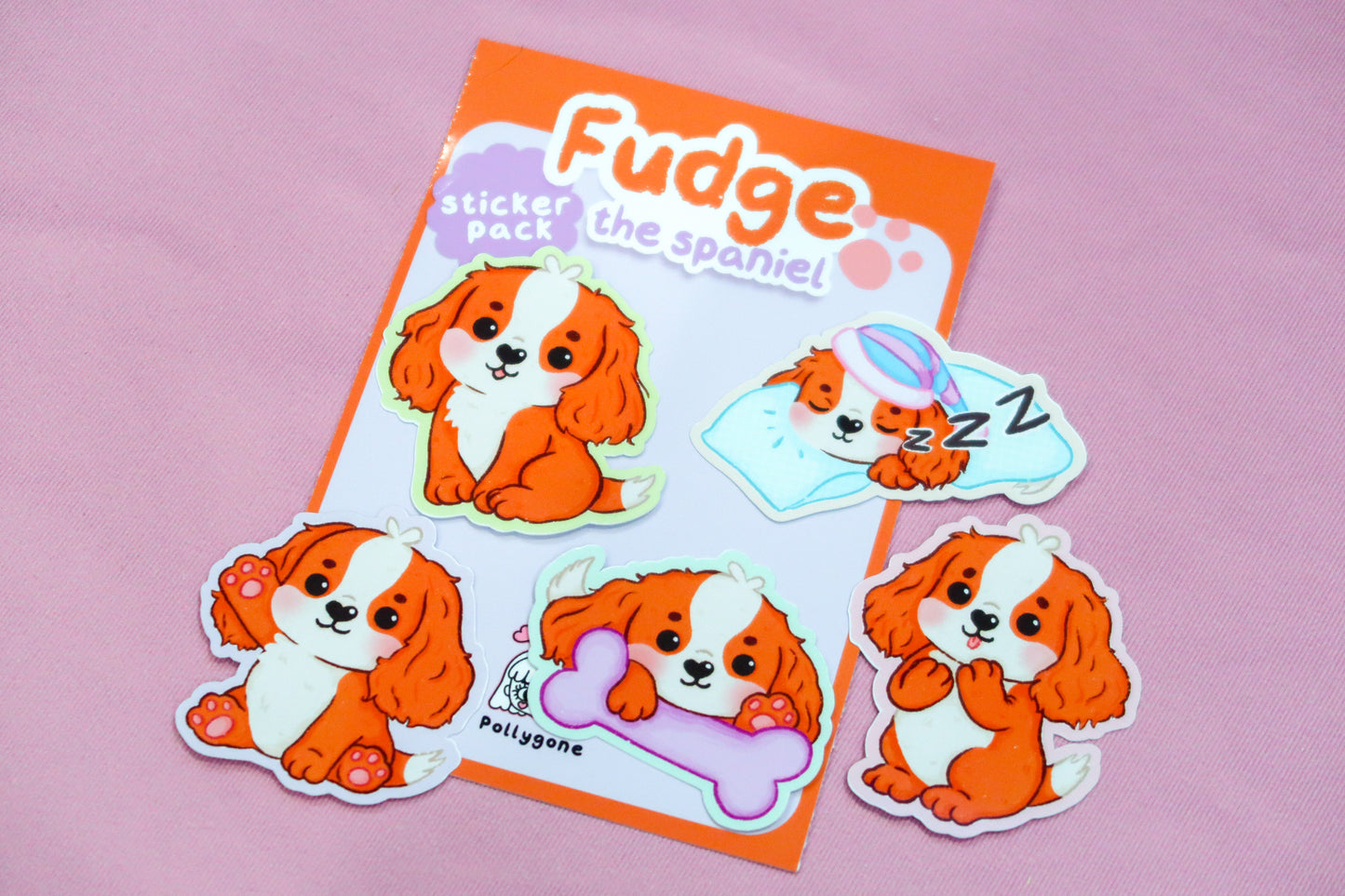 Fudge the Spaniel Sticker Set