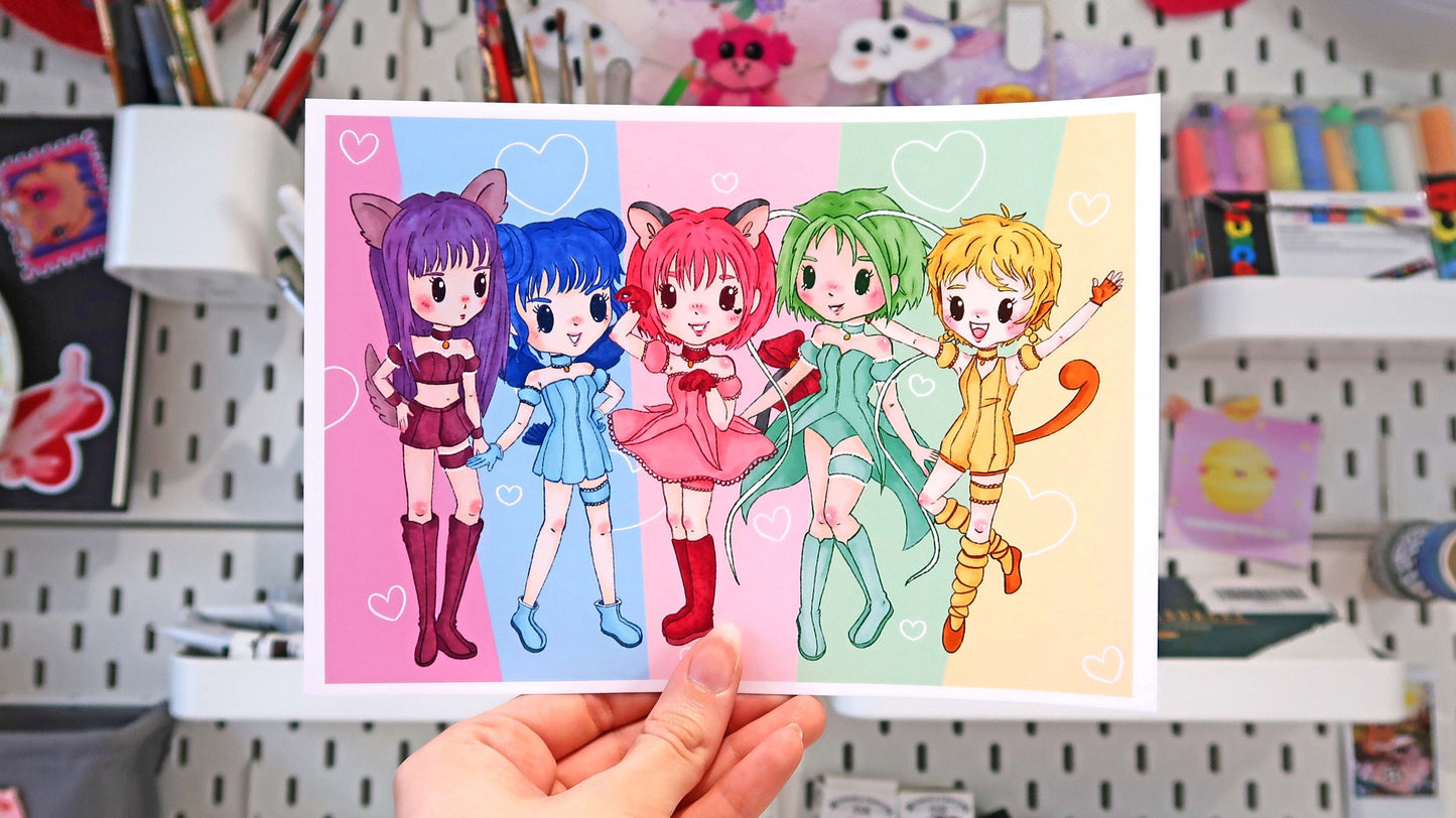 Mew Mew Power / Tokyo Mew Mew A5 Art Print
