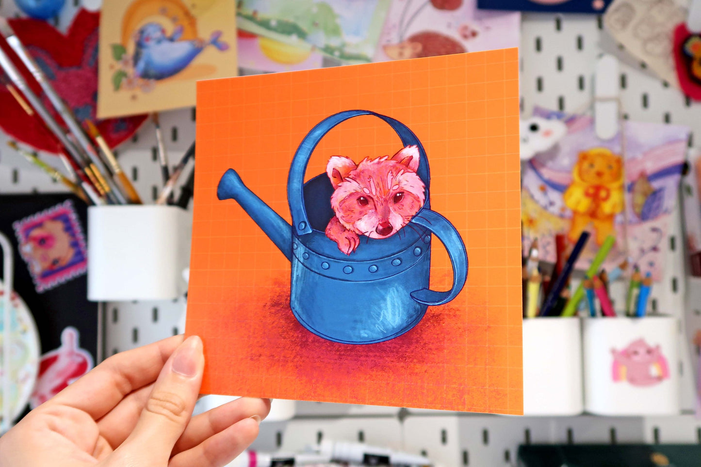 Raccoon watering can 140mm Mini Print
