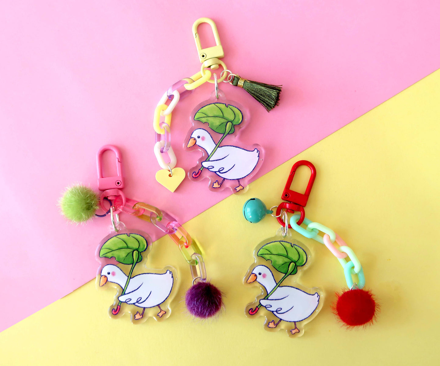 Duck acrylic keyring w/ charms