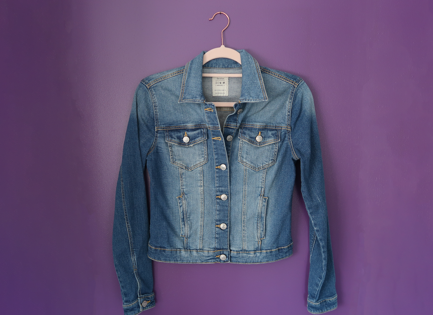 Leafy Cheese Plant Denim Jacket - Hand-painted- UK Size 8