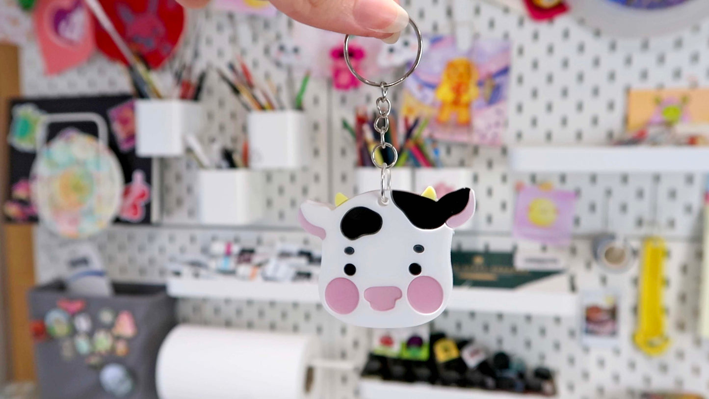 Acrylic Cow keyring