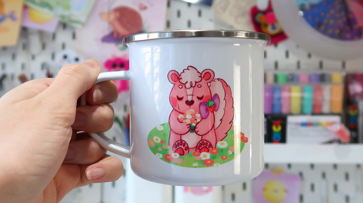 Strawberry Skunk Unbreakable Enamel Mug