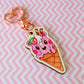Wooden Strawberry Skunk Ice Cream Keyring