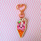 Wooden Strawberry Skunk Ice Cream Keyring