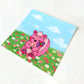 Strawberry Skunk Flower Field 148mm Mini Print