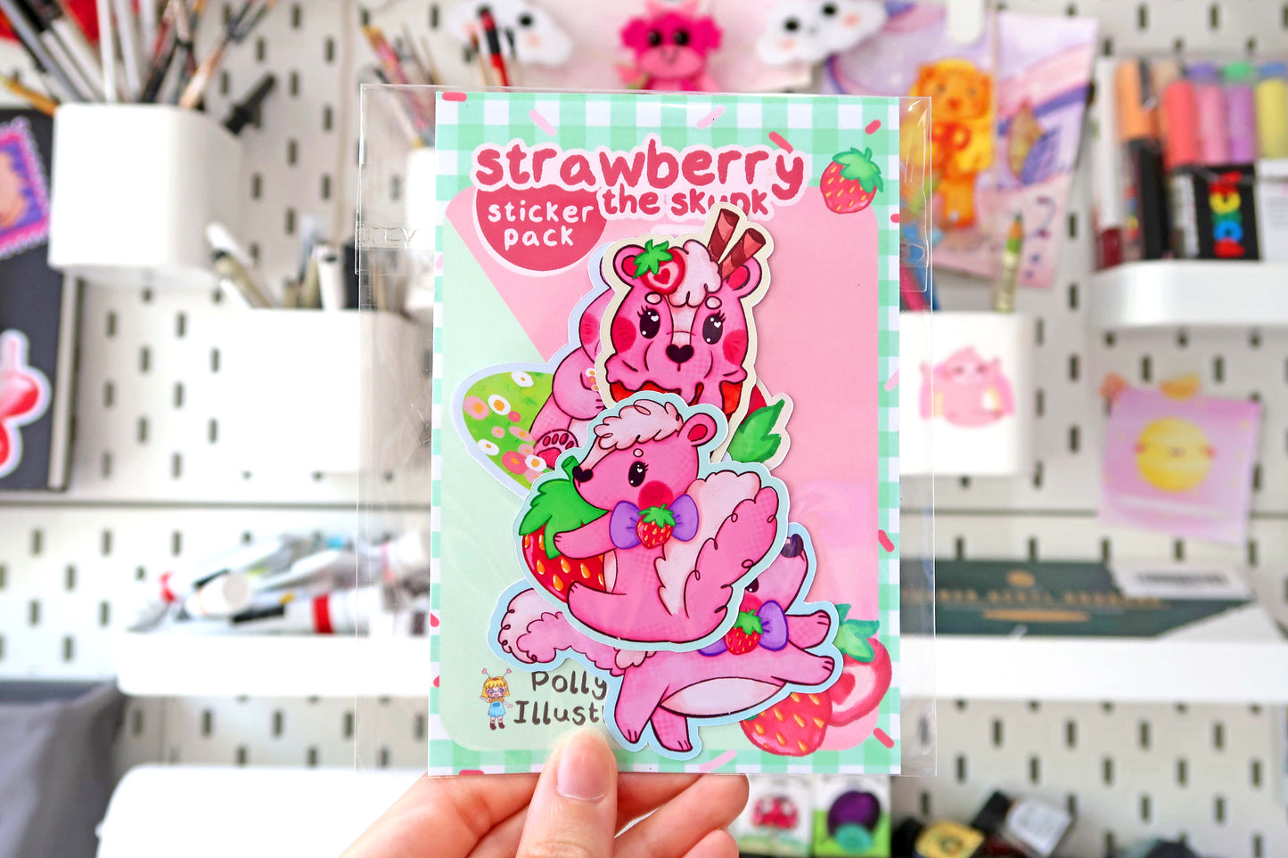 Strawberry Skunk Sticker Set (Pack of 5)