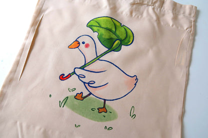 Duck with Umbrella Tote Bag