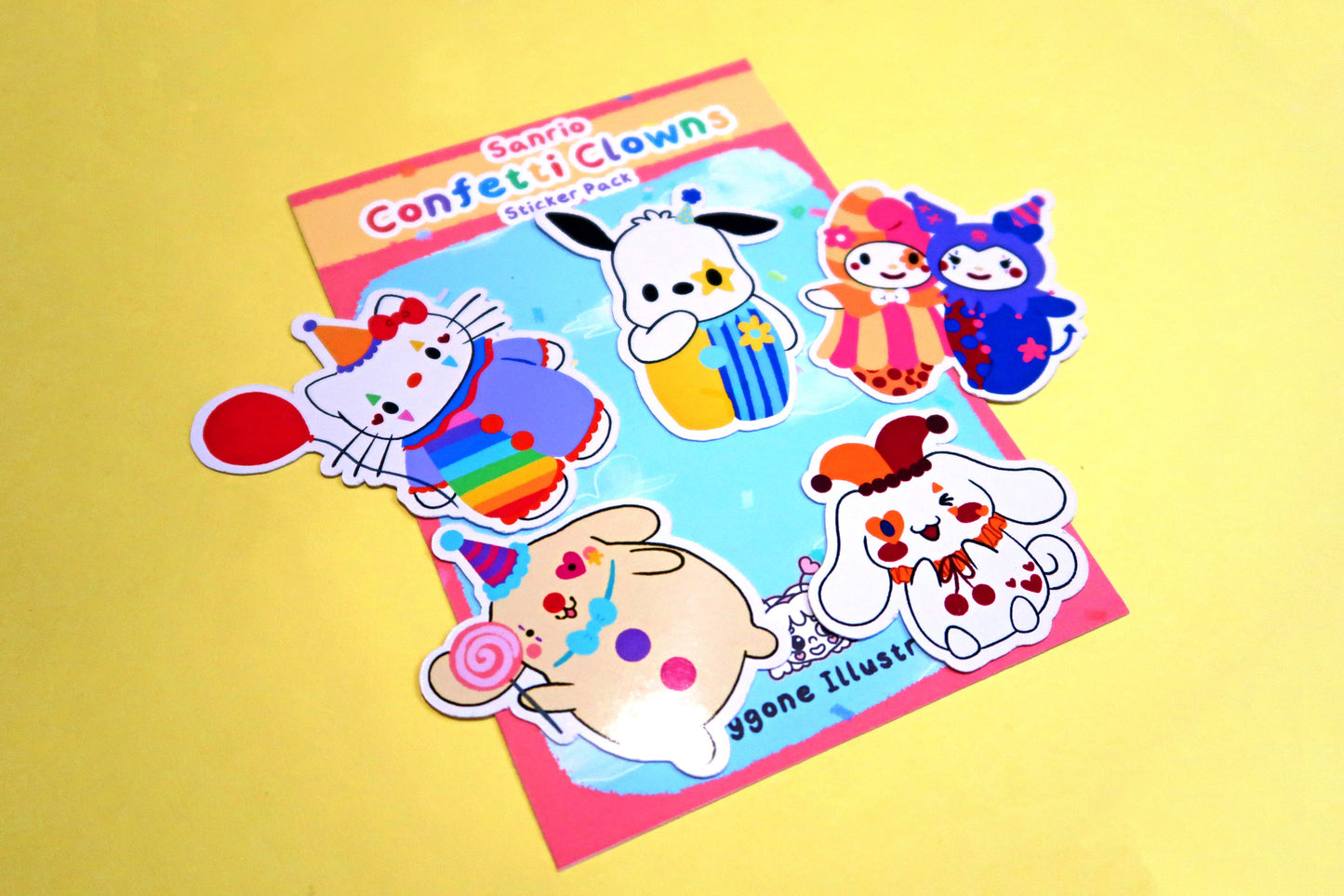 Sanrio Confetti Clowns Sticker Set (Pack of 5)