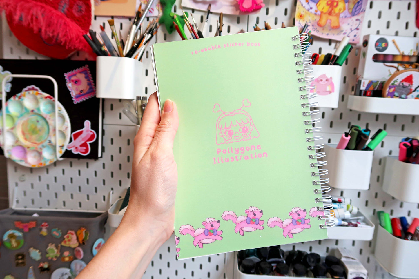 A5 Strawberry Skunk Re-usable Sticker Book