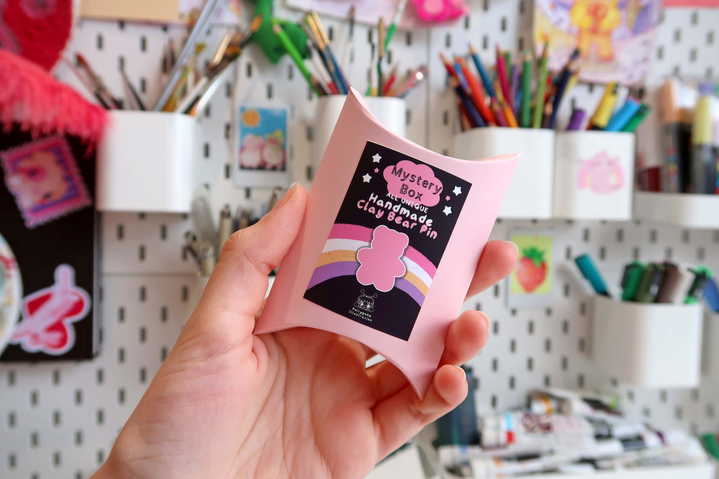 Handmade Clay Bear Pin Mystery Box Surprise