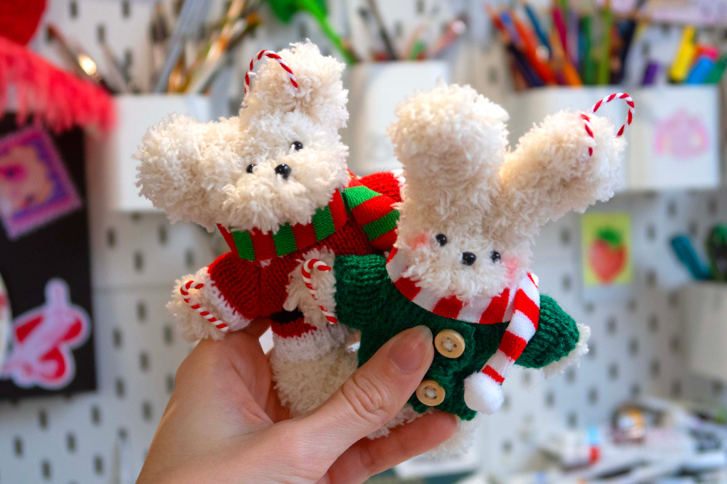 Moru Doll Bear and Bunny Christmas Decorations