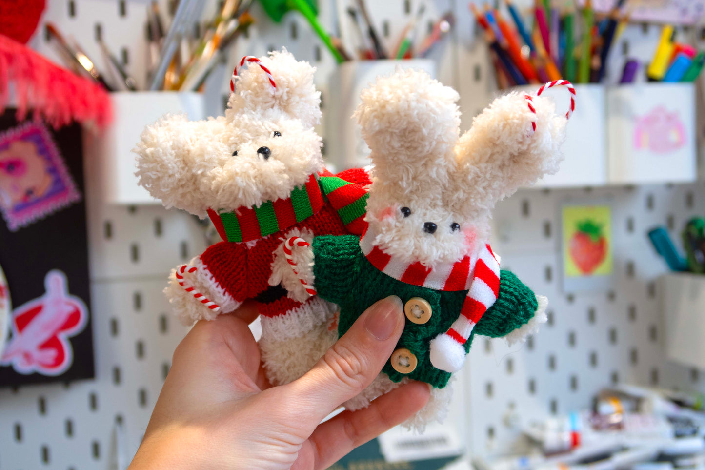 Moru Doll Bear and Bunny Christmas Decorations