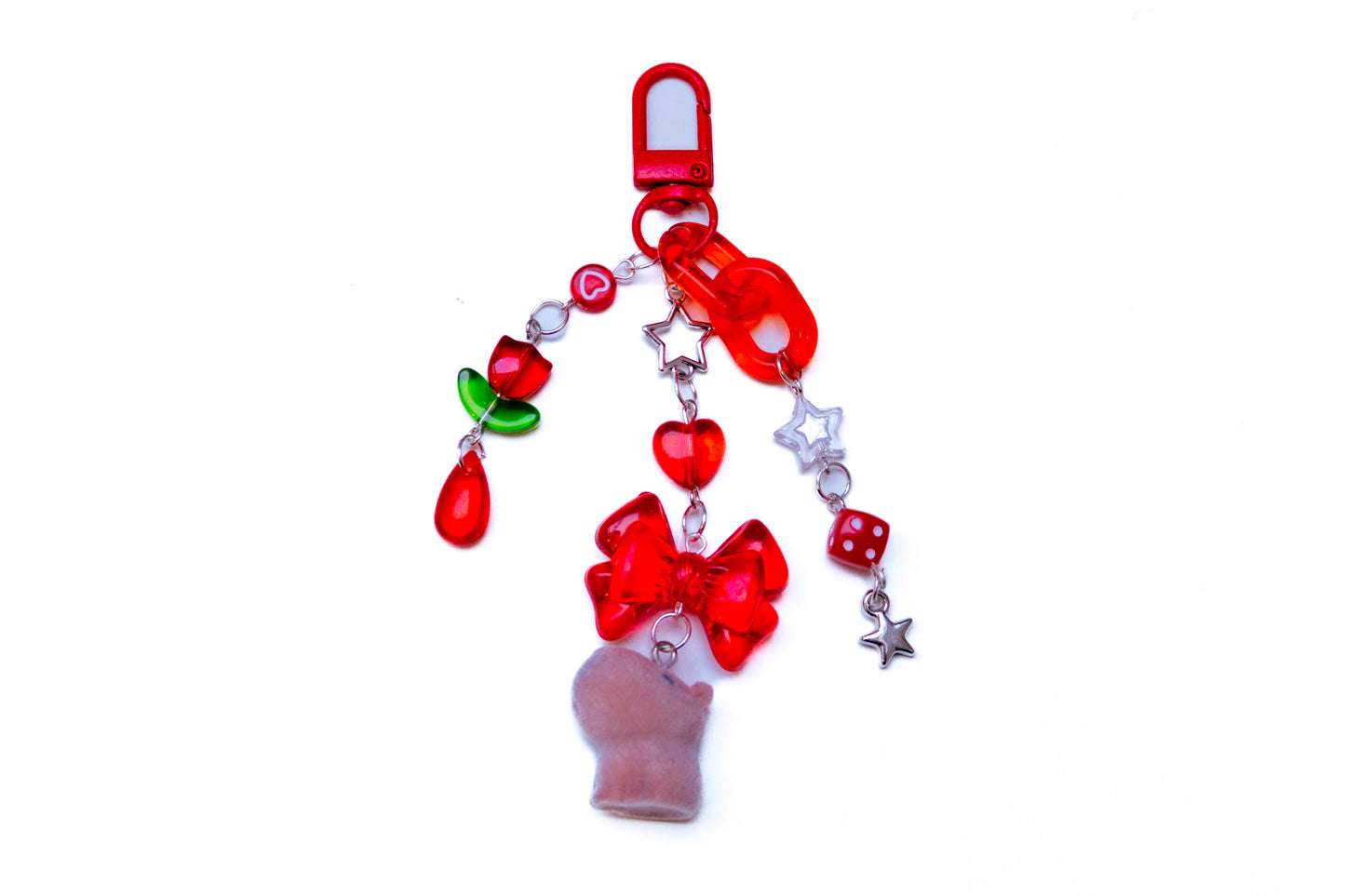 Fuzzy Capybara Beaded Keyring