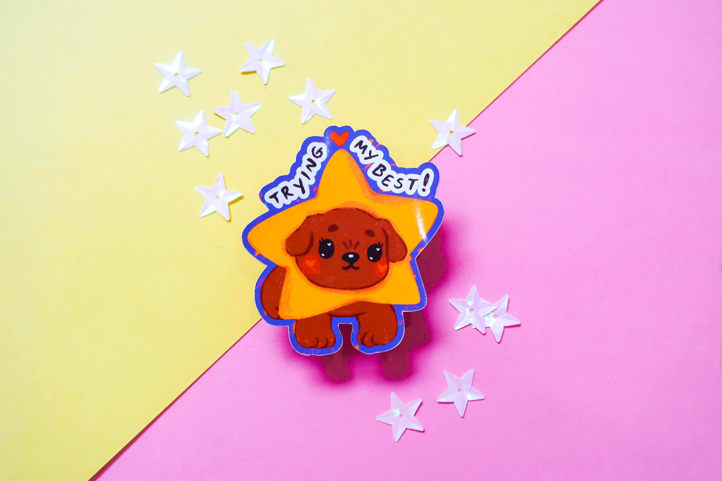 'Trying my Best!' Star Dog Sticker
