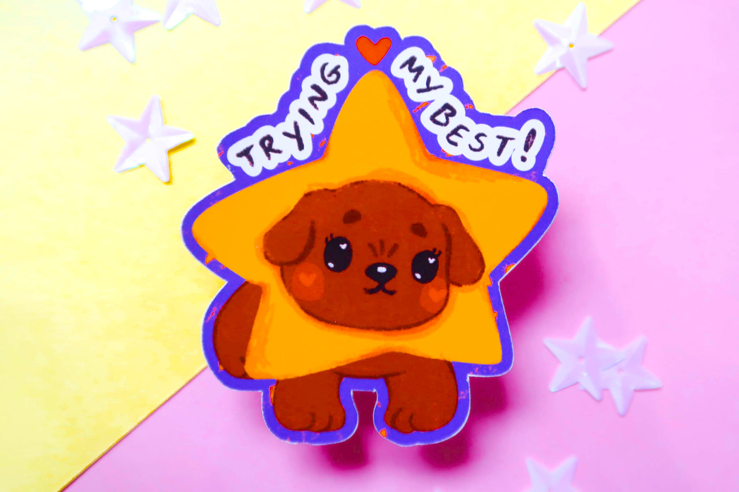 'Trying my Best!' Star Dog Sticker