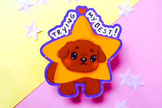 'Trying my Best!' Star Dog Sticker