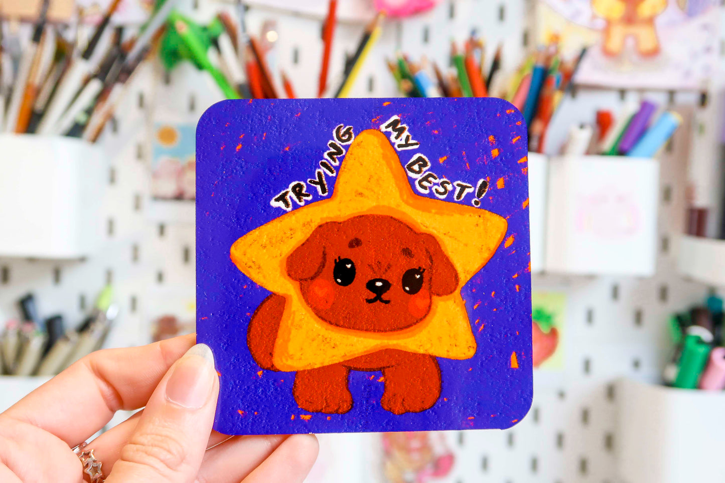 'Trying my Best!' Star Dog Hardback Coaster