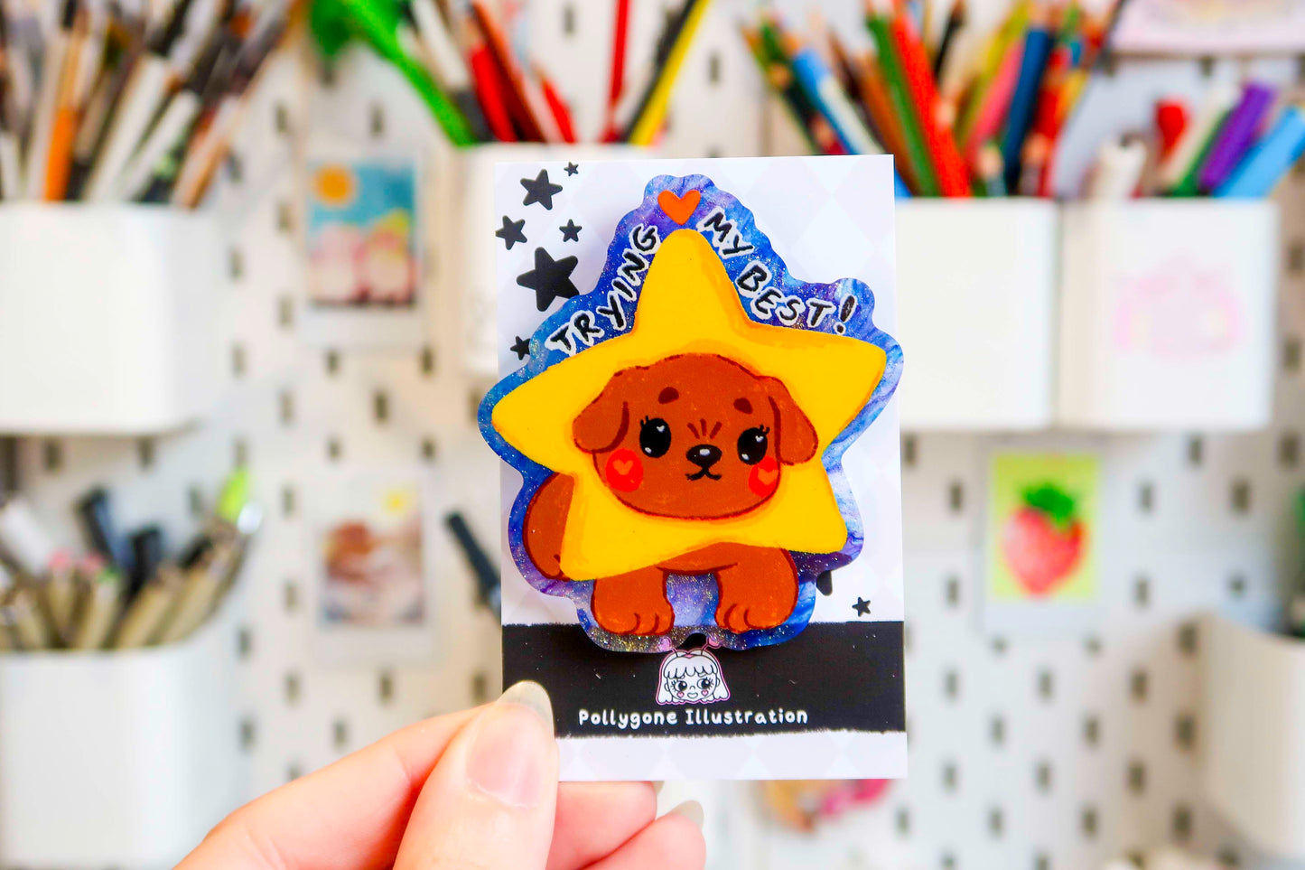 'Trying my Best!' Star Dog Acrylic Pin