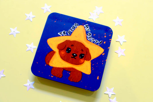 'Trying my Best!' Star Dog Hardback Coaster