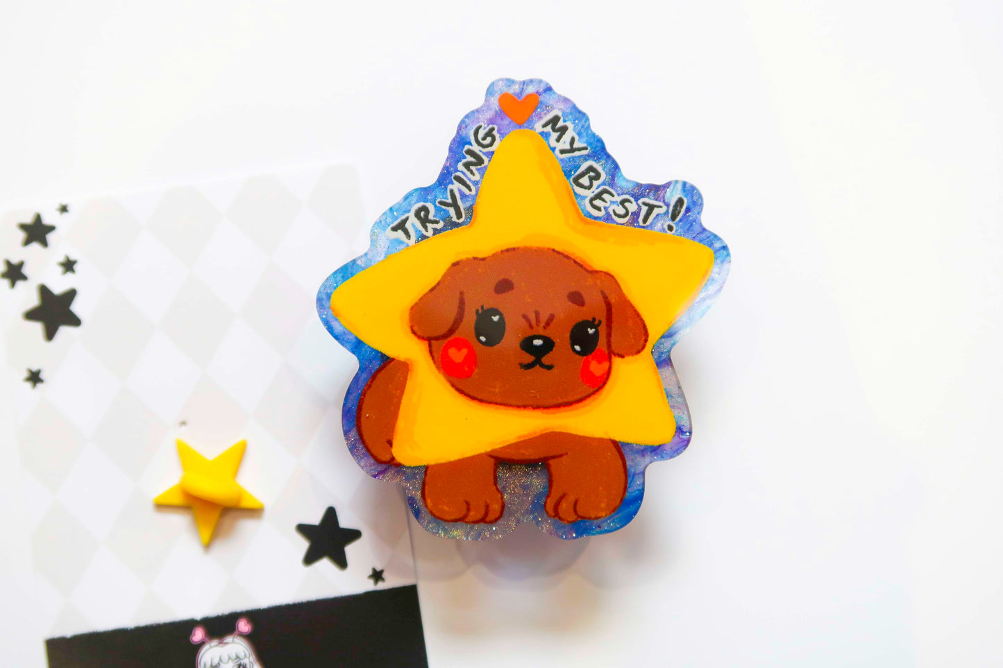 'Trying my Best!' Star Dog Acrylic Pin