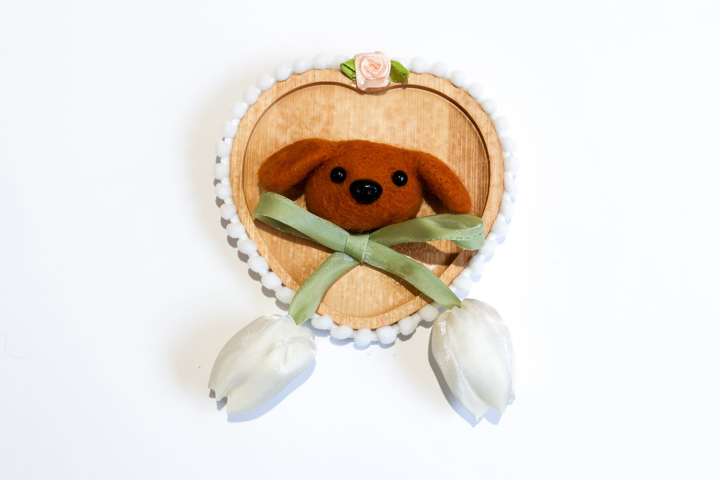 Handmade Tulip Dog Needle Felted Wall Art