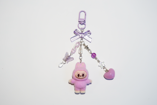 Labubu Purple Beaded Keyring