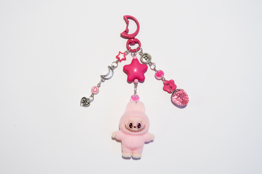 Labubu Fushsia Beaded Keyring