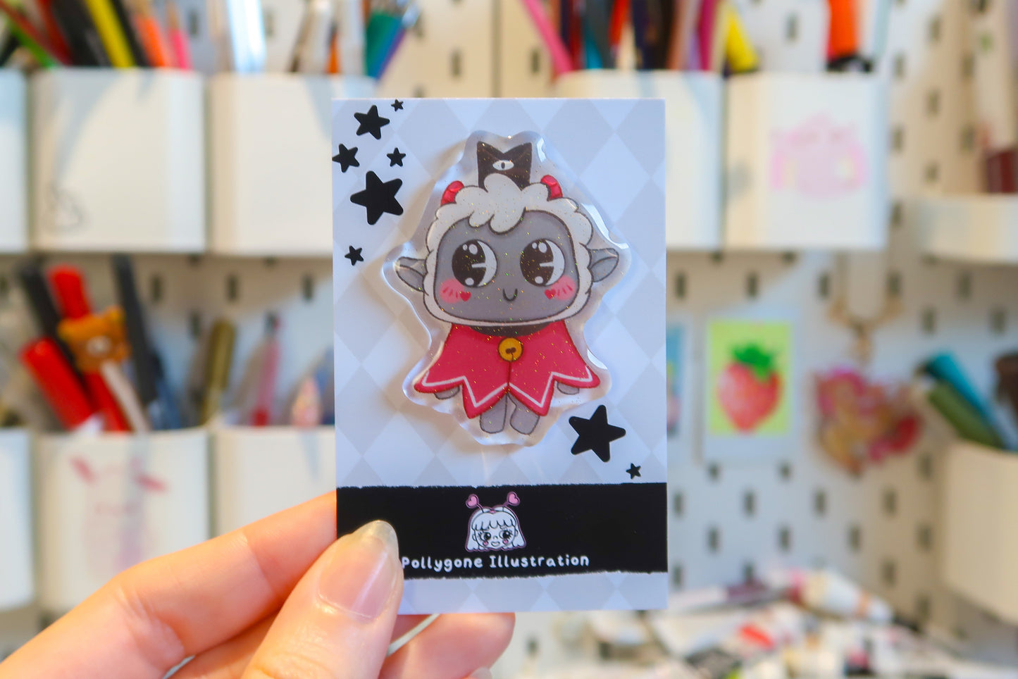Cult of the Lamb Glitter Acrylic Pin