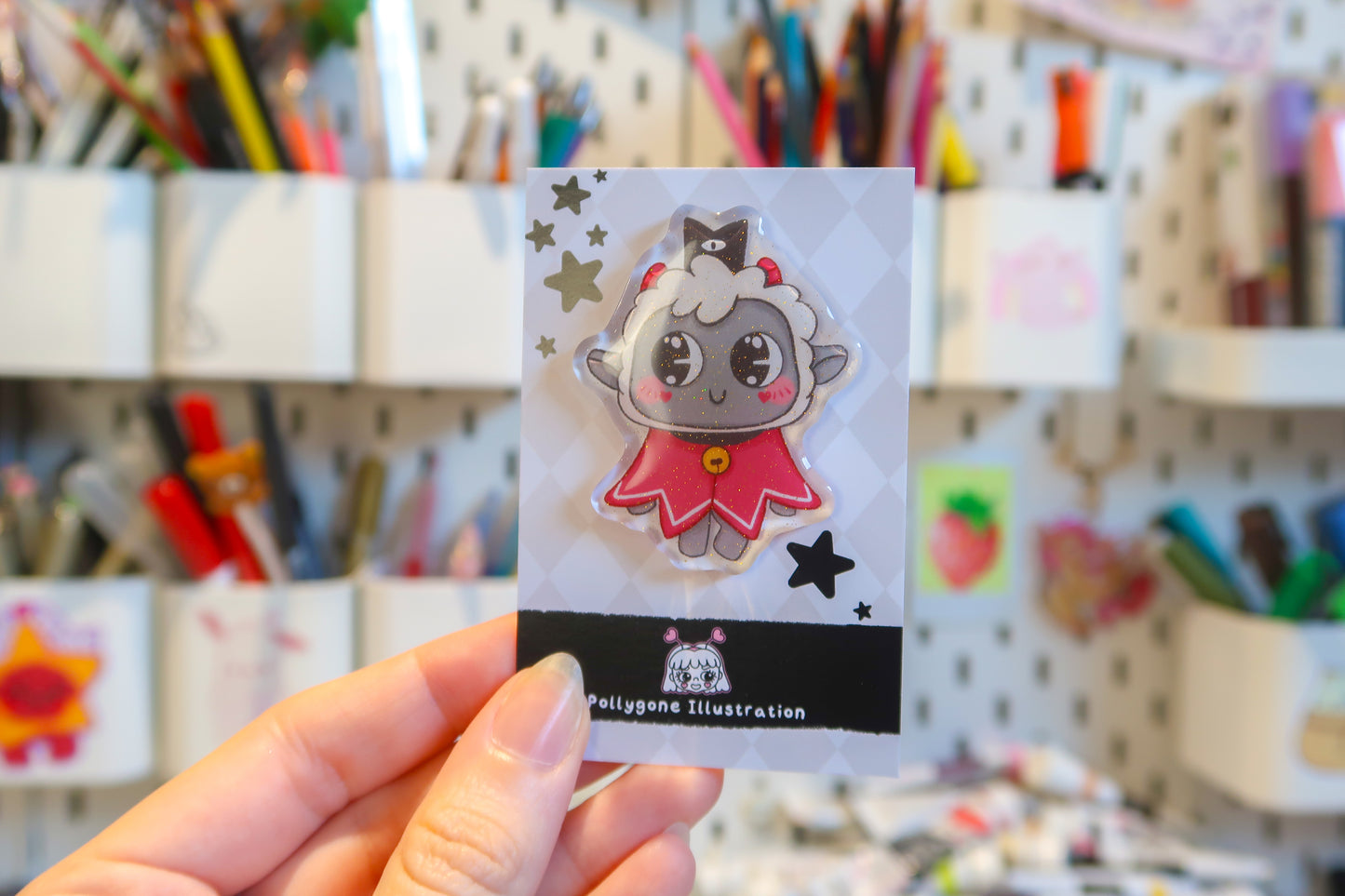 Cult of the Lamb Glitter Acrylic Pin
