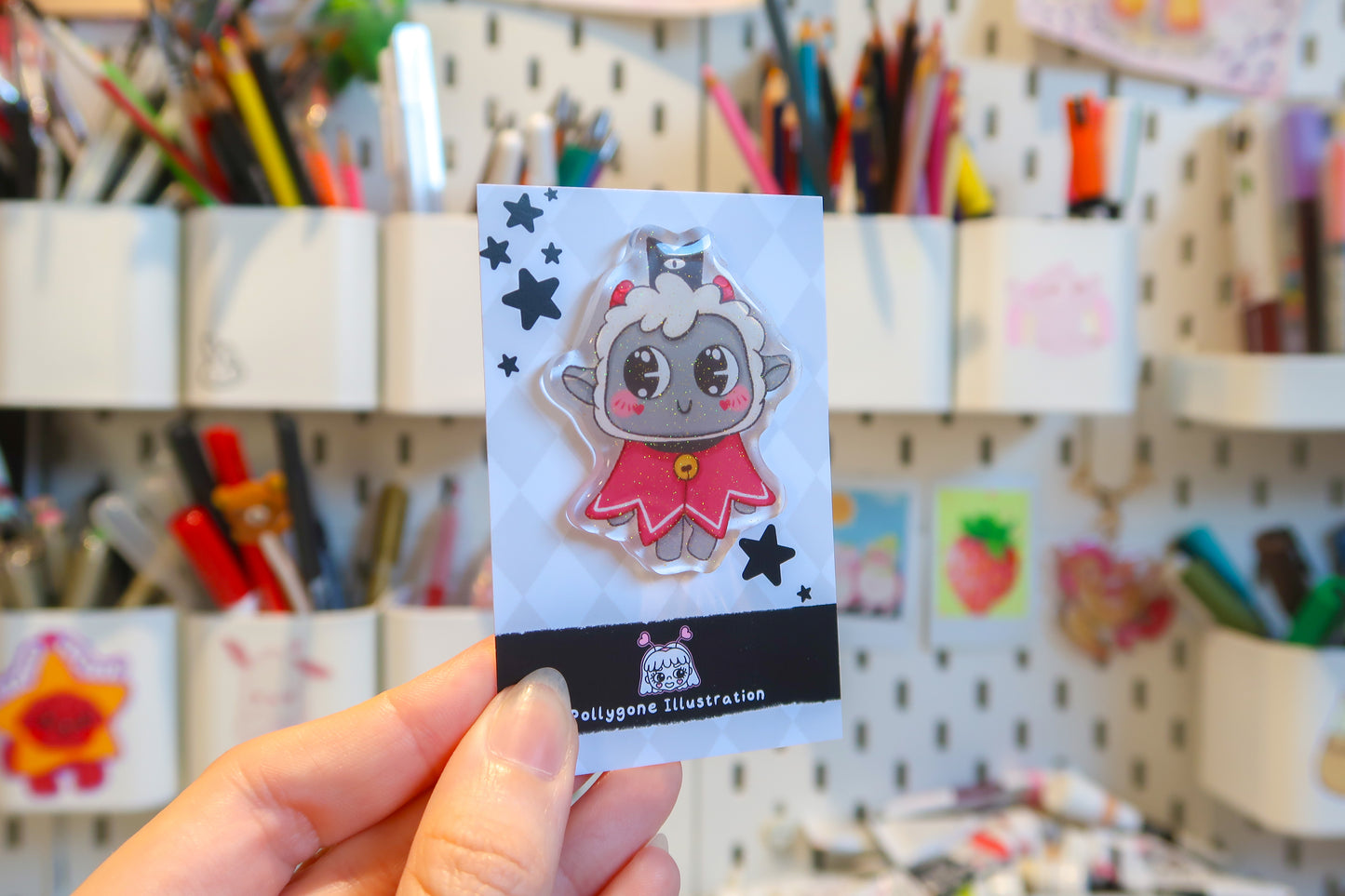 Cult of the Lamb Glitter Acrylic Pin