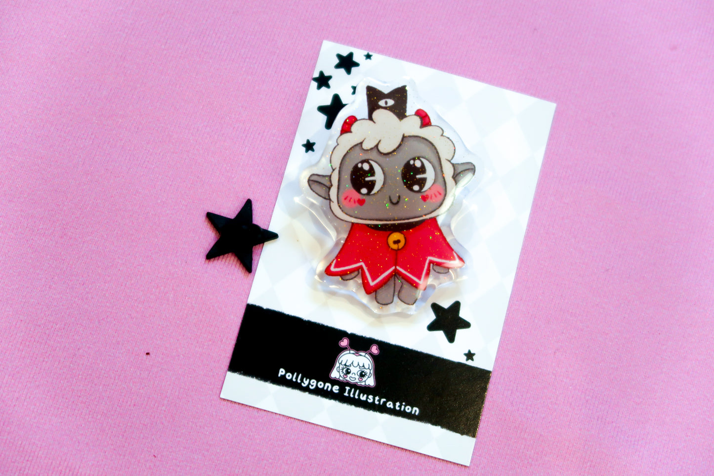 Cult of the Lamb Glitter Acrylic Pin