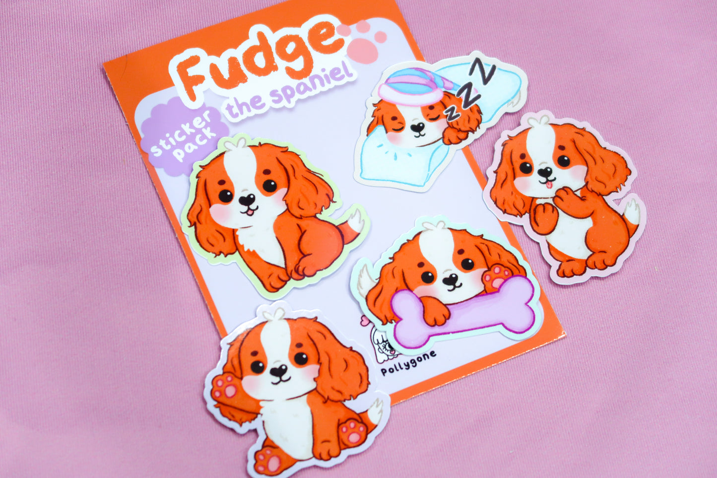 Fudge the Spaniel Sticker Set