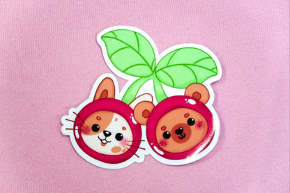Cherry Bear & Rabbit Sticker