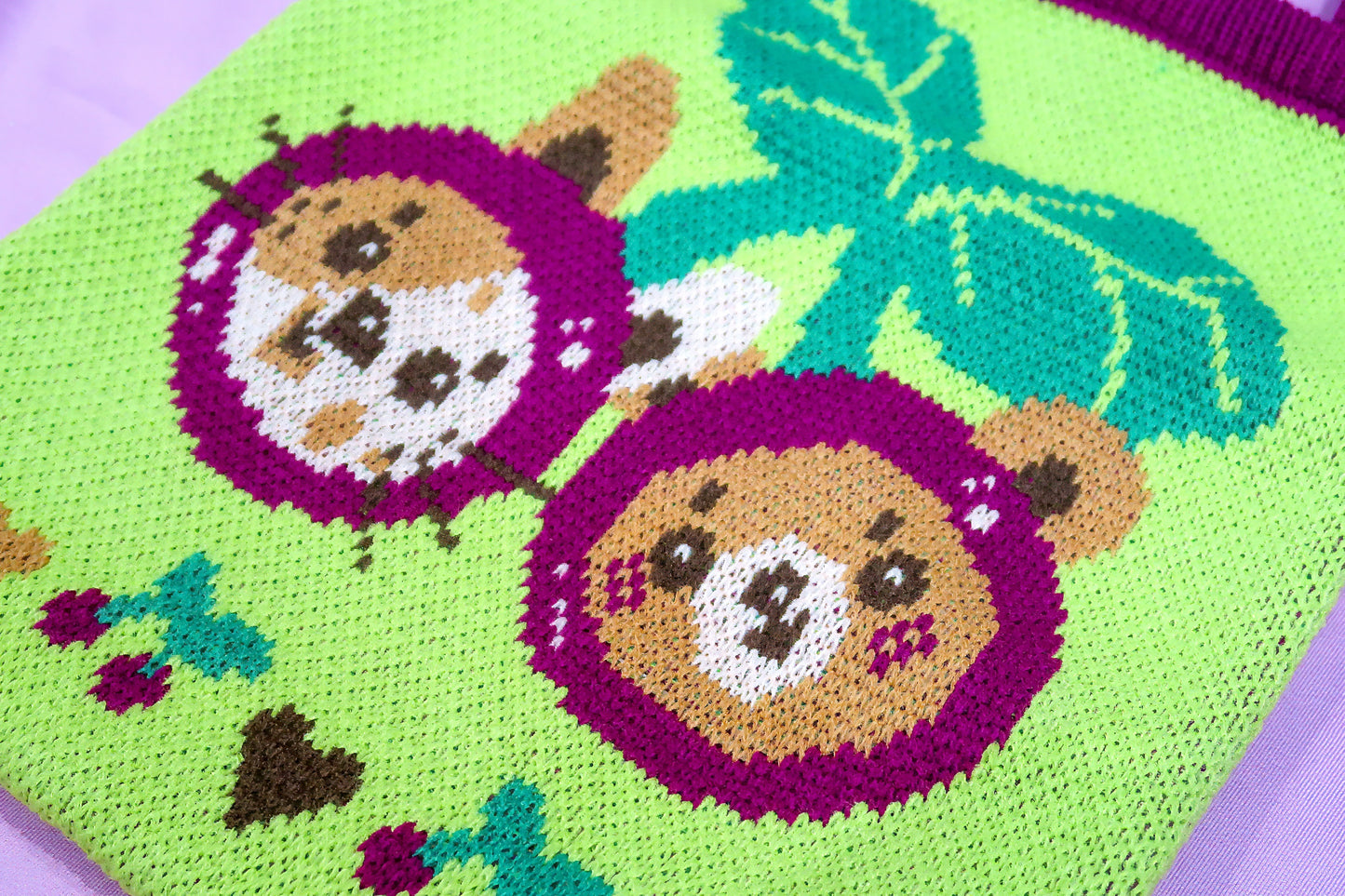 Knitted Cherry Tote Bag