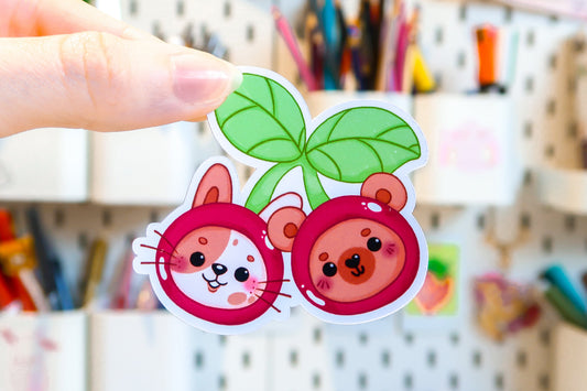 Cherry Bear & Rabbit Sticker
