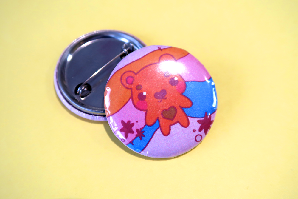 Kawaii Bear Button Badge
