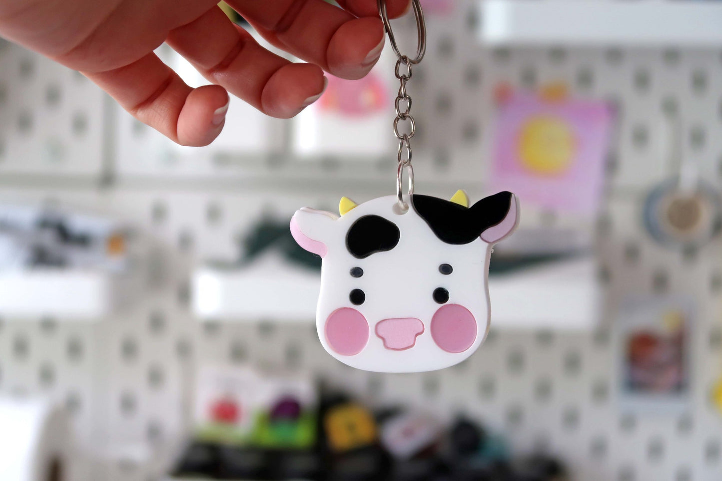 Acrylic Cow keyring