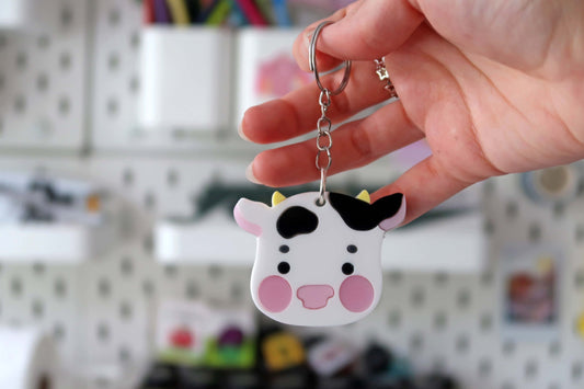 Acrylic Cow keyring