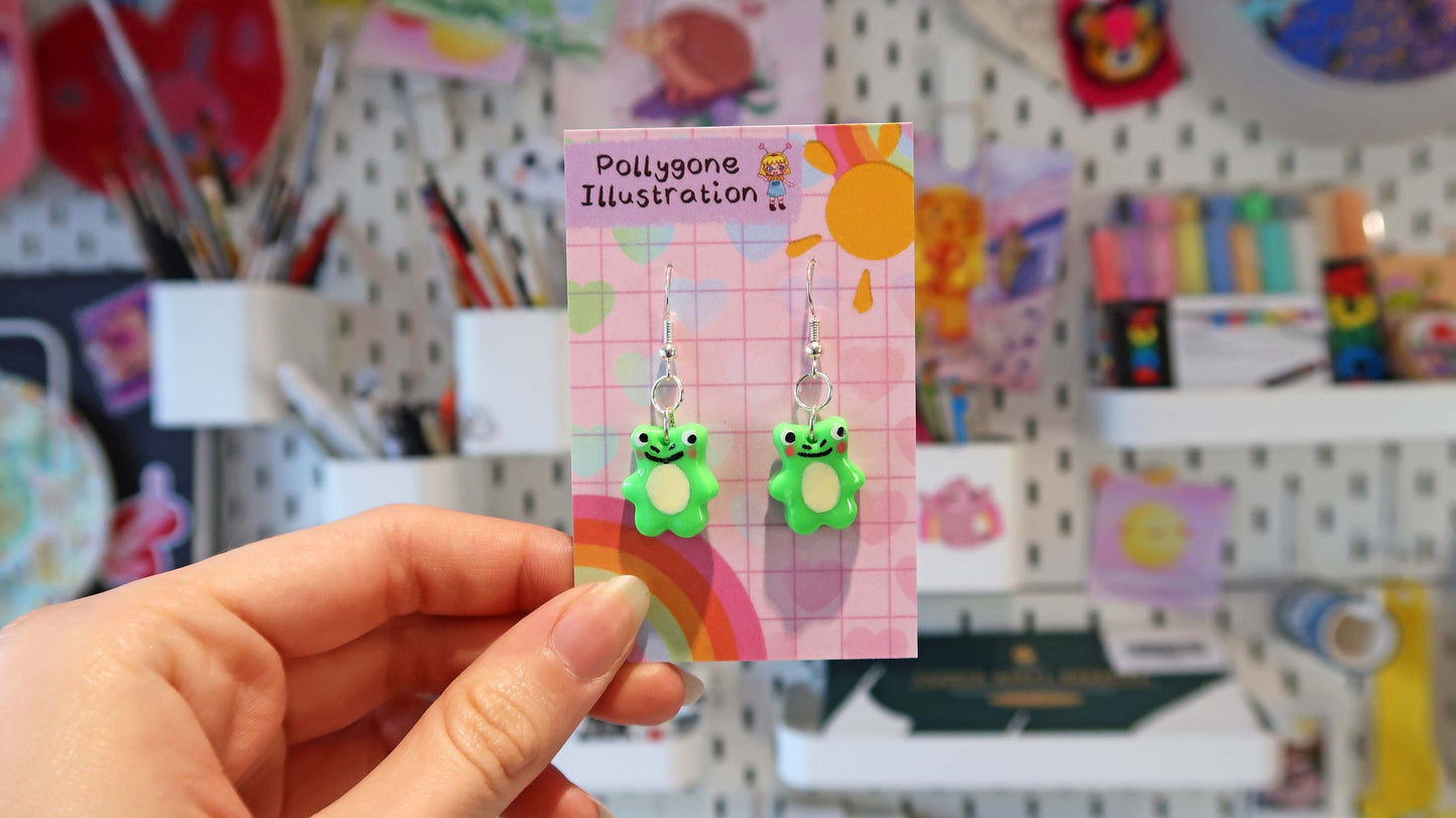 Kawaii Friends Dangly Earrings - Frog, Fox or Tiger