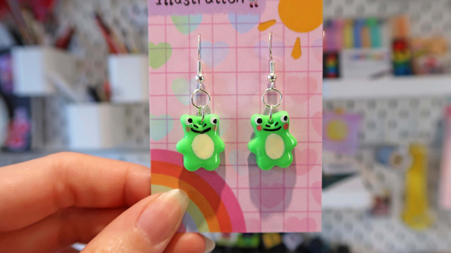 Kawaii Friends Dangly Earrings - Frog, Fox or Tiger