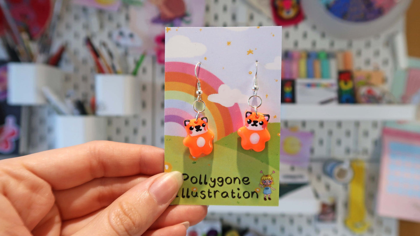 Kawaii Friends Dangly Earrings - Frog, Fox or Tiger