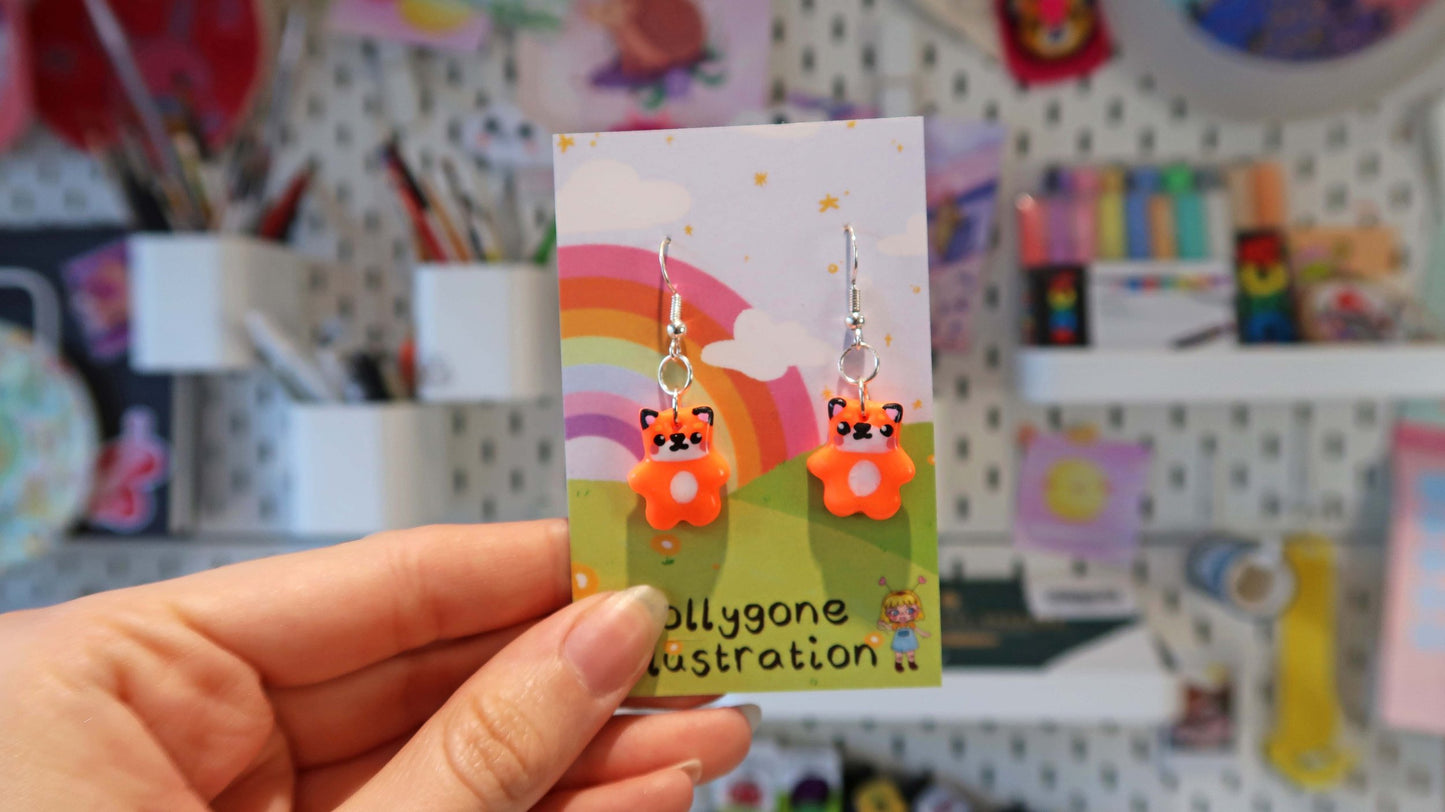 Kawaii Friends Dangly Earrings - Frog, Fox or Tiger